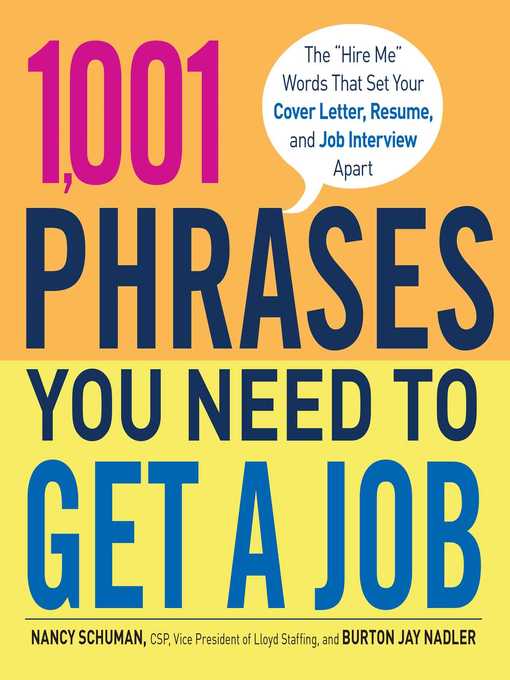 Title details for 1,001 Phrases You Need to Get a Job by Nancy Schuman - Wait list